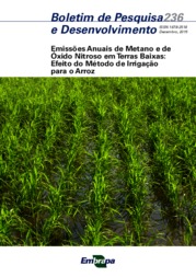 Thumbnail de Emissões anuais de metano e de óxido nitroso em terras baixas: efeito do método de irrigação para o arroz.