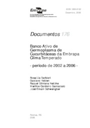 Thumbnail de Banco ativo de germoplasma de cucurbitáceas da Embrapa Clima Temperado: período de 2002 a 2006.