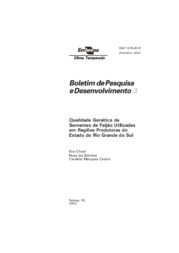 Thumbnail de Qualidade genética de sementes de feijão utilizadas em regiões produtoras do Estado do Rio Grande do Sul.