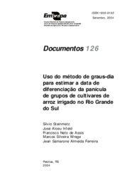 Thumbnail de Uso do método de graus-dia para estimar a data de diferenciação da panícula de grupos de cultivares de arroz irrigado no Rio Grande do Sul.