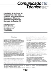 Thumbnail de Correlação do acúmulo de horas de frio entre duas estações agroclimatológicas situadas em diferentes posições geográficas no município de Pelotas-RS.