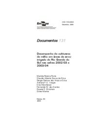 Thumbnail de Desempenho de cultivares de milho em áreas de arroz irrigado do Rio Grande do Sul nas safras 2002/03 e 2003/04.