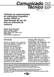 Thumbnail de Validação da espectroscopia de ressonância magnética nuclear (RMN) na determinação do teor de óleo em sementes de mamona.