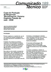 Thumbnail de Custo de produção de bergamota 'Montenegrina' sistema orgânico. estudo de caso - 2008.