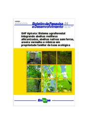 Thumbnail de SAF Apícola: sistema agroflorestal integrando abelhas melíferas africanizadas, abelhas nativas sem ferrão, aroeira vermelha e videiras em propriedade familiar de base ecológica.