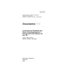 Thumbnail de Levantamento detalhado dos solos: área experimental 1 - Petrobras/SIX: São Mateus do Sul, PR.